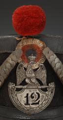 Photo 2 : Shako of the 12th Light Infantry Regiment, model 1812, First Empire. 34226
