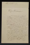 Paris Commune 1871. LETTER TO THE COMMANDER OF THE 176th BATTALION ANNOUNCING THE RESIGNATION OF THE MUSICIANS OF THIS BATTALION, signed H. Goujon, April 23, 1871. 18901-5