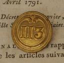 OFFICER BUTTON OF THE 113th INFANTRY REGIMENT, First Empire. 20737-70