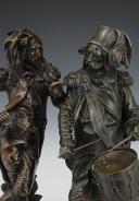 ARMAND LE VÉEL - Paire de bronzes : TROMPETTE ET TAMBOUR D'INFANTERIE, Révolution. 31168