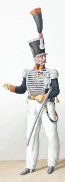 Photo 2 : 1830. Chasseurs à Cheval. Capitaine-Commandant, Brigadier-Fourrier, Maréchal des Logis-Trompette (15e Régiment).