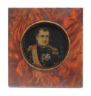 SCHEER : NAPOLEON BONAPARTE, Miniature portrait on paper, First Empire, 20th century production. 30143-2