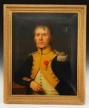 LIEUTENANT CLAUDE JOSEPH REVERCHON, DU 9ème RÉGIMENT DE CUIRASSIERS, BLESSÉ À LA BATAILLE DE WAGRAM : Huile sur toile, Premier Empire. 32916