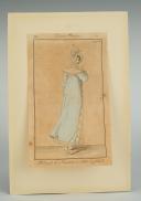 Photo 1 : GRAVURE : COSTUME PARISIEN 1812 REDINGOTE DE LEVANTINE À COLLET À SCHALL.