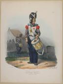 Photo 1 : BELLANGÉ - " Tambour de Grenadiers (Garde Royale - Infanterie), Grande Tenue d'Hiver  " -  Gravure - n° 31 - Restauration