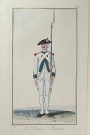 Photo 1 : Nicolas Hoffmann, Régiment d'Infanterie (Boulonnais), au règlement de 1786.