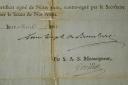 Photo 3 : Emigration. CERTIFICATE SIGNED BY PRINCE DE CONDÉ TO FRANCOIS ST GERMAIN DE VAQUIER, for his military service, March 18, 1801. 18913-5