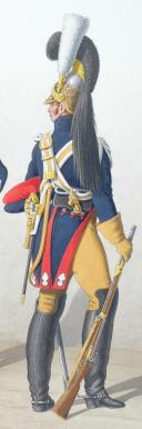 Photo 2 : 1830. Garde Royale. Gendarmerie d'Elite. Gendarme, Maréchal des Logis-Fourrier, Gendarme en grande tenue.