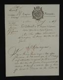 Photo 2 : 3rd Light Infantry Regiment. TWO AUTOGRAPH LETTERS SIGNED BY THE COLONEL OF SAID REGIMENT TO THE MINISTER OF WAR: proposals for nominations, Parma March 8 and August 6, 1806. 18909-21