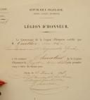 Photo 2 : KNIGHT'S CROSS AND APPOINTMENT TO THE ORDER OF THE LEGION OF HONOR, 1830-1848, AWARDED TO SECOND LIEUTENANT GUILLON OF THE 1st REGIMENT OF SPAHIS, July Monarchy. 30312