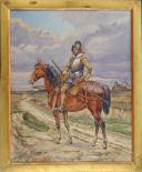 PIERRE BENIGNI : Cavalier du 17ème siècle, Aquarelle originale.