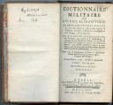 Photo 1 : AUBERT DE LA CHÉNAYE : DICTIONNAIRE MILITAIRE EN 2 VOLUMES, 1745.
