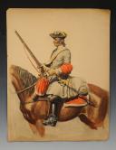 Photo 3 : LUCIEN ROUSSELOT - Ancient Monarchy Cavalry: original watercolor, Early 20th century. 33377