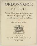 Photo 1 : ORDONNANCE DU ROI, portant règlement sur le Service aux Batteries, Corps-de-garde d'Observation & Signaux établis sur les Côtes. Du 23 avril 1780. 30 pages