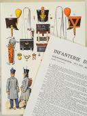 Photo 1 : L'ARMÉE FRANÇAISE Planche N° 48 : "INFANTERIE DE LIGNE - 1812-1815" par Lucien ROUSSELOT et sa fiche explicative.