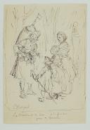 LUCIEN ROUSSELOT, MARCHAND DE BOISSON ITINÉRANT : dessin à l'encre et au crayon de papier, Ancienne Monarchie.