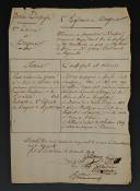 Armée d'Espagne. 1er Régiment de Dragons. MÉMOIRE DE PROPOSITION À L'EMPLOI D'ADJUDANT MAJOR EN FAVEUR DE PAUL ALEXANDRE GUERRE, lieutenant, 23 mars 1809. 18911-2