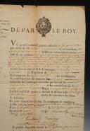 Photo 2 : SENTENCE OF DEATH FOR A DESERTER, Louis DUFORT alias Dutartre, soldier of the Beaulieu Company, Foix Infantry Regiment, on August 17, 1741. 18902-13.