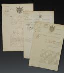 1er Régiment de Hussards. 12è Division Militaire. DEUX LETTRES DU CONSEIL D'ADMINISTRATION, L'une (1812) demandant le congé absolu pour des militaires en droit de le recevoir, la seconde (1813) faisant été de places restées vacantes dans certains escadrons. 18911-3