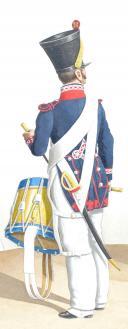 Photo 2 : 1830. Compagnies de Fusiliers Sédentaires. Fusilier, Tambour, Capitaine en Second ayant été Chef de Bataillon