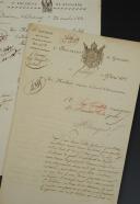 Photo 2 : 1er Régiment de Hussards. 12è Division Militaire. DEUX LETTRES DU CONSEIL D'ADMINISTRATION, L'une (1812) demandant le congé absolu pour des militaires en droit de le recevoir, la seconde (1813) faisant été de places restées vacantes dans certains escadrons. 18911-3
