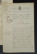 Photo 3 : 1er Régiment de Hussards. 12è Division Militaire. DEUX LETTRES DU CONSEIL D'ADMINISTRATION, L'une (1812) demandant le congé absolu pour des militaires en droit de le recevoir, la seconde (1813) faisant été de places restées vacantes dans certains escadrons. 18911-3