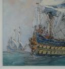 Photo 5 : SÉBILLE ALBERT, peintre de la Marine - Gouache aquarellée : Escadre de vaisseau de Louis XIV, Première moitié du XXème siècle.