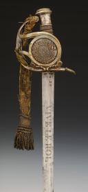 Photo 6 : SABRE DE RÉCOMPENSE ET PLAQUE DE CEINTURON, DIT « DES PAROISSES », donnés à François-Pierre DAUGUET, Capitaine au corps de Basse Normandie de l'Armée Royale de l'Ouest, modèle 1816, Restauration. 29991