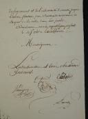 Photo 6 : 1er Régiment de Hussards. 12è Division Militaire. DEUX LETTRES DU CONSEIL D'ADMINISTRATION, L'une (1812) demandant le congé absolu pour des militaires en droit de le recevoir, la seconde (1813) faisant été de places restées vacantes dans certains escadrons. 18911-3