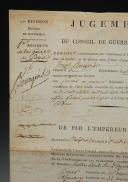 Photo 2 : SPECIAL WAR COUNCIL JUDGEMENT, Conviction for desertion of Joseph BOURGEOIS, rifleman in the 1st Regiment of the Paris Guard, on October 29, 1808. 18902-15