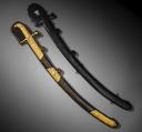 Photo 2 : Gold sabre by the Austrian cutler Kolbe with the cipher of Emperor Napoleon, First Empire, circa 1810. PHILIPPE MISSILLIER COLLECTION, Giquello auction house, Drouot - rooms 5-6, March 6 & 7, 2025.