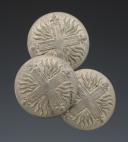 THREE MUSKETEER BUTTONS FROM THE 2nd COMPANY OF THE KING'S HOUSE (Black Musketeers), 1814 model, Restoration period. 30374-8