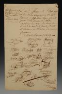 26ème Régiment d'Infanterie légère. ADHÉSION ET FIDÉLITÉ AUX ACTES DU SÉNAT DES 1er ET 2 AVRIL 1814 ET AU GOUVERNEMENT FRANÇAIS, des Officiers de l'Etat-major et des douze Compagnies de la Place de Metz, 14 avril 1814. 18909-32