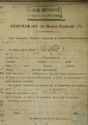 Photo 3 : CERTIFICAT DE BONNE CONDUITE DE GASPARD GUILLOT, VOLTIGEUR DE LA GARDE IMPÉRIALE, Second Empire.