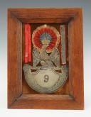 SHAKO PLATE AND OFFICER'S GRENADIER COCKADE OF THE 9th LIGHT INFANTRY REGIMENT or 9TH HUSSARS REGIMENT, 1812 MODEL, FIRST EMPIRE. 32593