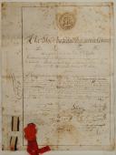 KNIGHT OF THE ROSE-CROIX DEGREE FROM 1809 "TO THE GLORY OF THE GRAND ARCHITECT OF THE UNIVERSE WHERE UNION, PEACE & EQUALITY REIGN" AWARDED TO JEAN JACQUES LOUIS DE QUERELLES, born in Montpellier, year 5. 32262