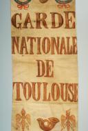 Photo 2 : FRAGMENT DE DRAPEAU DE LA GARDE NATIONALE DE TOULOUSE, PREMIER EMPIRE.