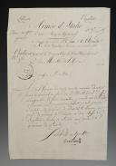 Armée d'Italie, 1800. NOTE SIGNÉE DU GÉNÉRAL DE DIVISION OUDINOT, chef de l'Etat-major général, ADRESSÉE AU MINISTRE DE LA GUERRE pour l'informer de nouvelles nominations de grades faites par le Premier Consul pour Kellermann*, Milet** et Bisson***, Milan le 13 thermidor an 8 (1er août 1800). 18910-65