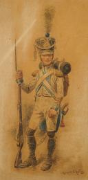 Photo 2 : ORANGE MAURICE, CAPORAL DES GRENADIERS DE LA GARDE : Gravure couleurs, Premier Empire.