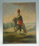 Photo 1 : HUSSARD DE CONFLANS 1779 : Huile sur toile, Ancienne Monarchie.