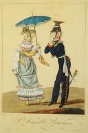 COUPLE PRUSSIEN : Gravure, vers 1840.