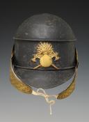 Photo 1 : CASQUETTE DE FEU, ou CASQUE D'INCENDIE EN TÔLE, Second Empire. 24510