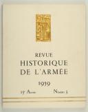 REVUE HISTORIQUE DE L'ARMÉE, N° 3, 15ème année, 1959.