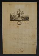 La Tour d'Auvergne-Corret. LETTRE SIGNÉE DU MARÉCHAL AUGEREAU, DUC DE CASTELGLIONE, ADRESSÉE AU CITOYEN BARRAS, membre du directoire exécutif, lui demandant sa bienveillance pour le SIEUR LATOUR D'AUVERGNE concernant sa bravoure , Hambourg, 22 brumaire an 6 (12 novembre 1791. 18910-35