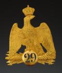 OFFICER'S SHAKO PLATE FROM THE 29th LINE INFANTRY REGIMENT, 1854 OR 1858 MODEL, Second Empire. 34581-1