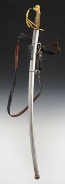 Photo 2 : LIGHT CAVALRY OFFICER'S SABER, model 1822, Second Empire, complete with strap and belt. 27059-1