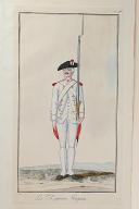 Photo 1 : Nicolas Hoffmann, Régiment d'Infanterie (Enguien), au règlement de 1786.