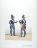 1824. Gendarmerie Royale des Départements. Gendarme à Pied, Brigadier à cheval.