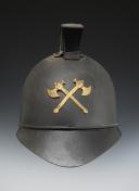 Photo 1 : CASQUETTE DE FEU, ou CASQUE D'INCENDIE EN TÔLE, Second Empire. 24501