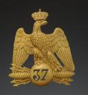 Officer's shako plate from the 37th Line Infantry Regiment, 1860 model, Second Empire. 34581-3.